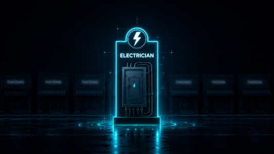 Illustration of an electrician business standing out as an exact match while generic unlabeled businesses fade into the background