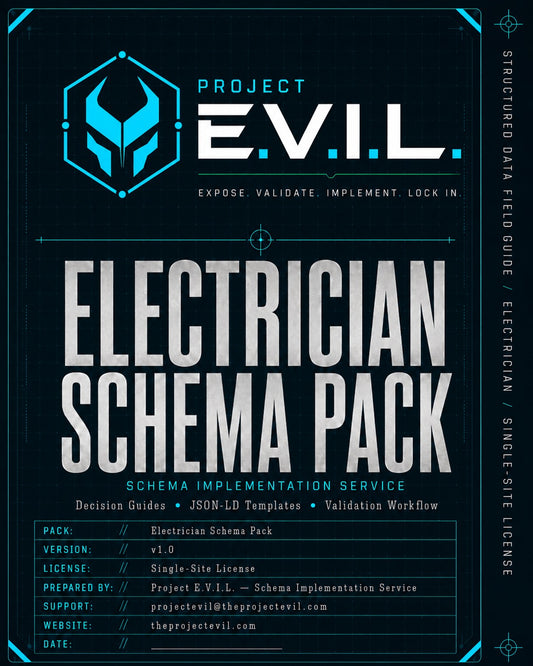 Electrician Schema Pack — electrician-specific JSON-LD template kit from The Project E.V.I.L.